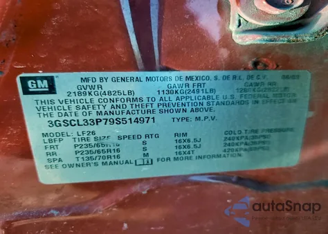 2009 Saturn Vue Xe from USA, damaged, VIN 3GSCL33P79S514971